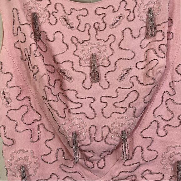 Vintage 60’s Cocktail Couture Beaded Knee Length Dress - Picture 2 of 6